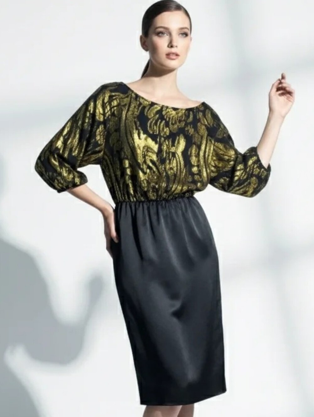 Authentic Black Gold Gianni Bini Size Small Sm Black Gold Dress Good Condition